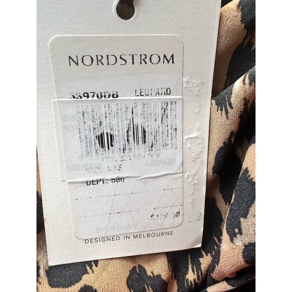 Bardot Animal Print Mini Dress Sz 4 Brown Leopard Party Stretchy Round Neck Zip - Picture 11 of 11